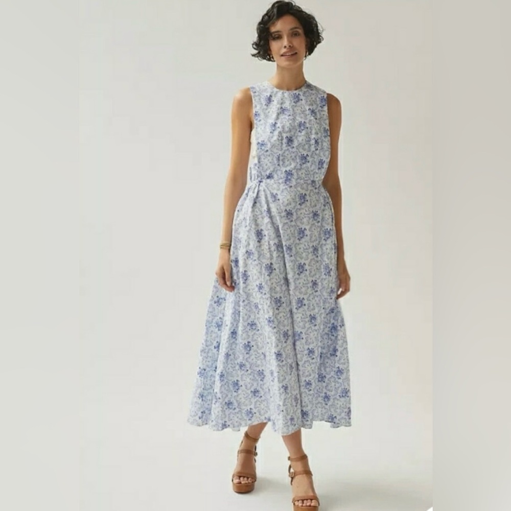 Selkie Pinafore Printed Midi Dress